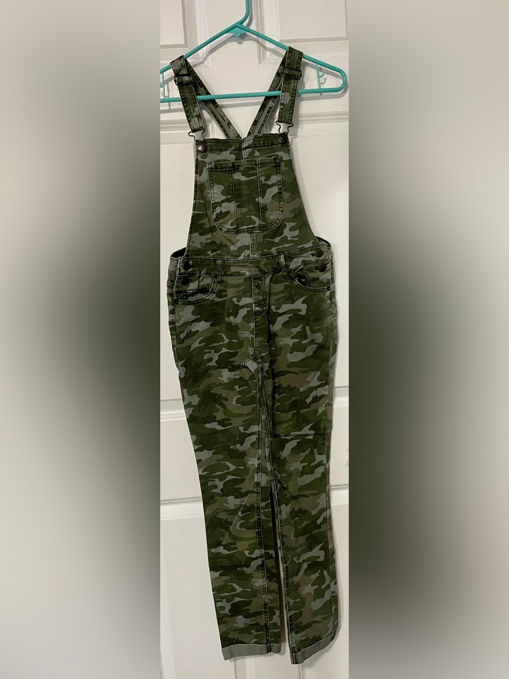 Justice - Girls Green Camo Overalls - Size 14